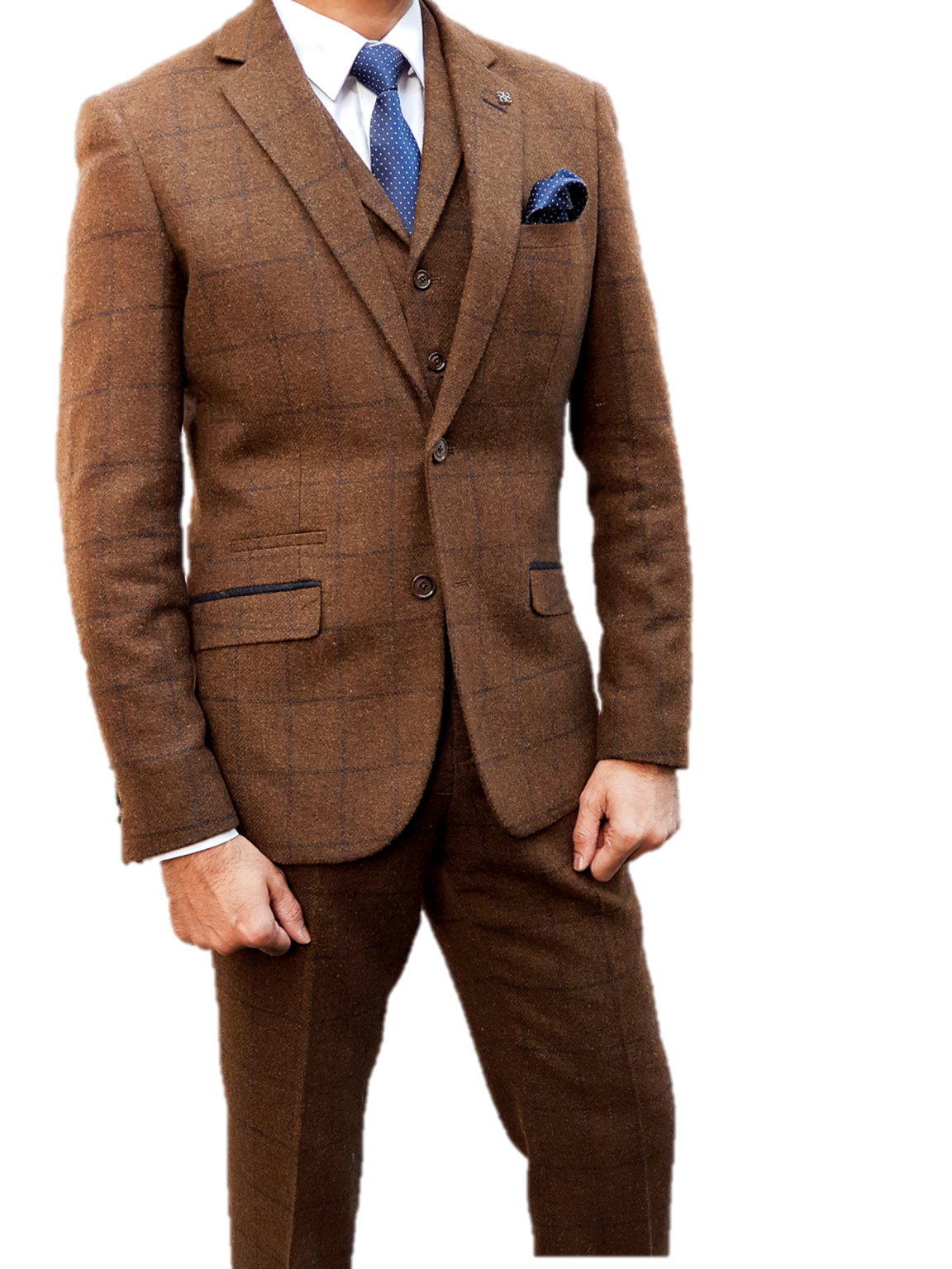 Cavani Kemson Men's Slim Fit Tweed Jacket in Brown - Stylish & Comfortable for Business, Office, and Casual Wear
