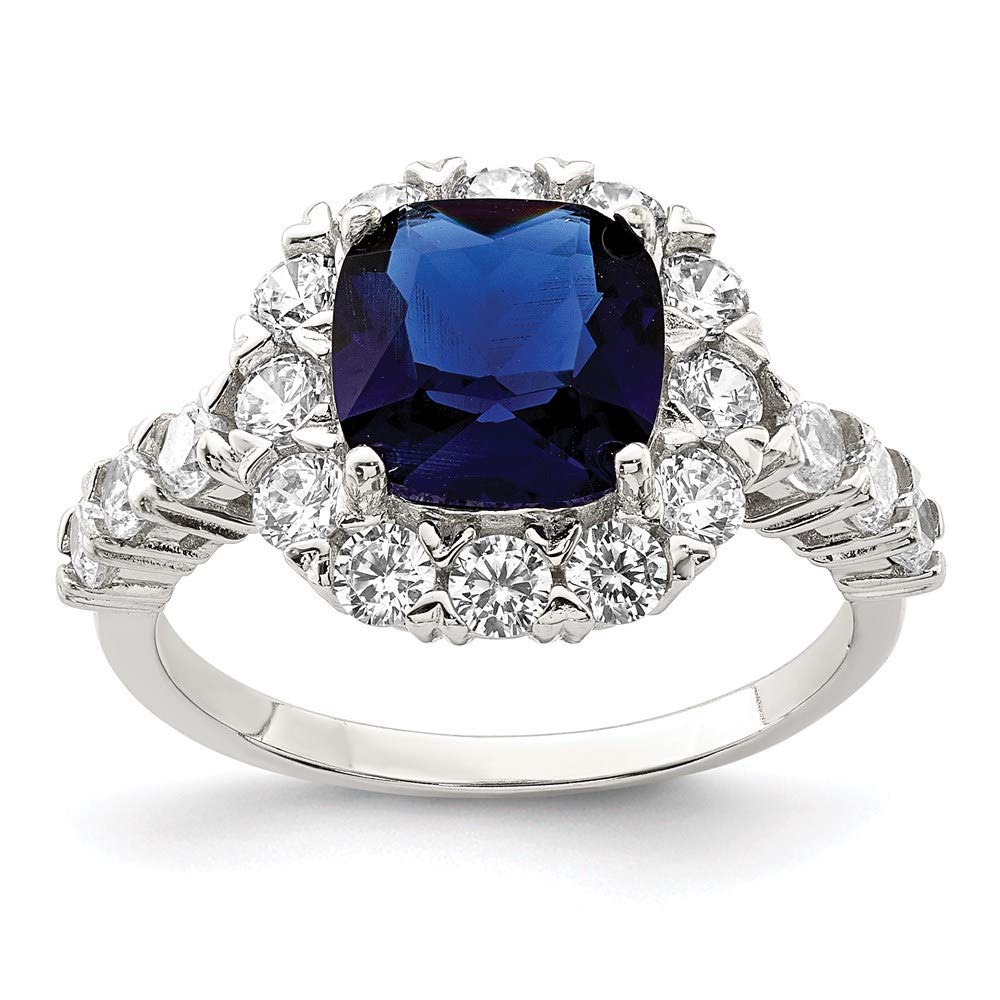 925 Sterling Silver Sapphire Glass & Cubic Zirconia Ring for Women - Elegant Fine Jewelry Gift for Her, Perfect for Anniversary, Birthday & Valentine's Day