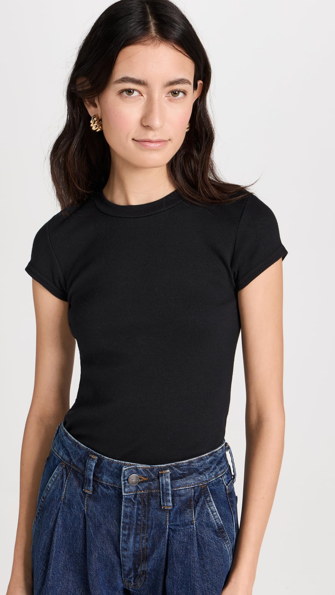 Perfect White Tee for Women - Jude Ribbed Baby Tee | Soft & Stretchy Casual Top for Everyday Wear, Layering & Outfits