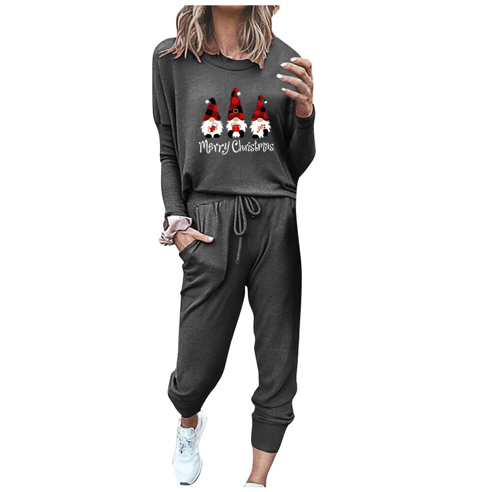 Xiloccer Women's 2-Piece Sweatsuit Set - Cozy Christmas Lounge Wear & Jogging Outfit - Soft Fleece Tracksuit for Women - Perfect for Holiday Gifts, Home Relaxing & Gym Workouts