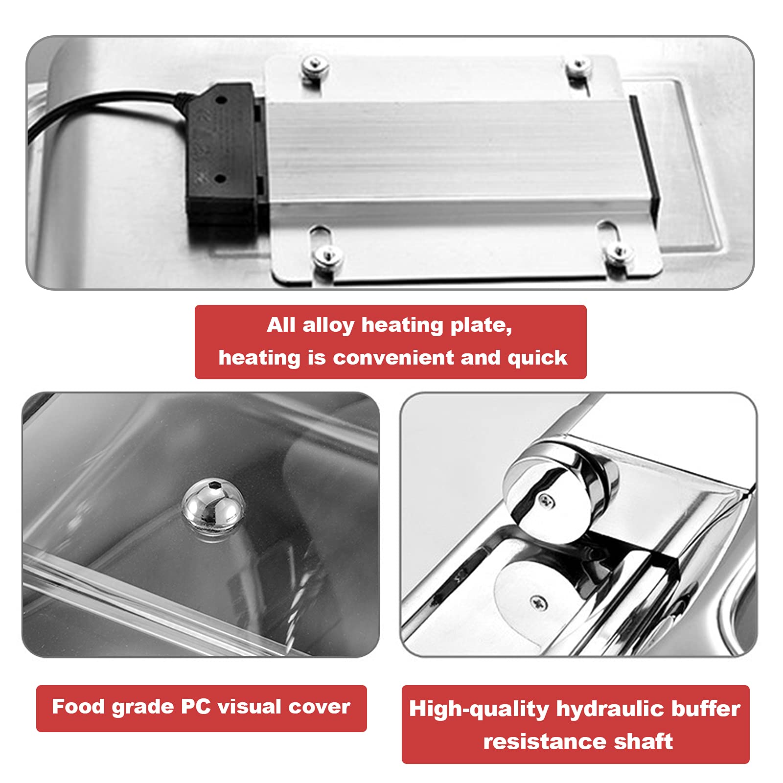 Stainless Steel Round Chafing Dish with Transparent Lid - 6L Capacity & Adjustable Temperature - Perfect for Buffets, Catering, and Keeping Food Warm at Parties
