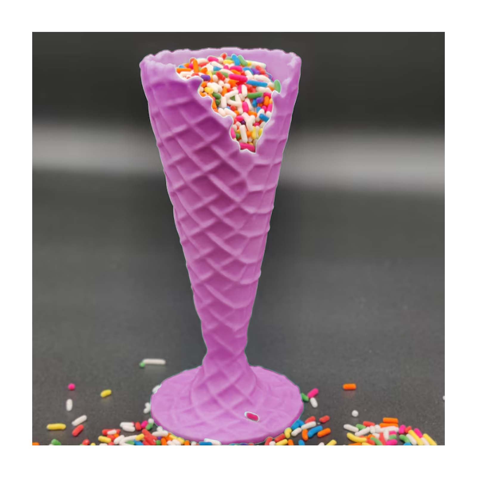 3D Printed Personalized Desk Pen Holder - Cute Purple Pen Storage Organizer with Free Mini Ice Cream Holder | Perfect for Office, School & Home Workspace Organization