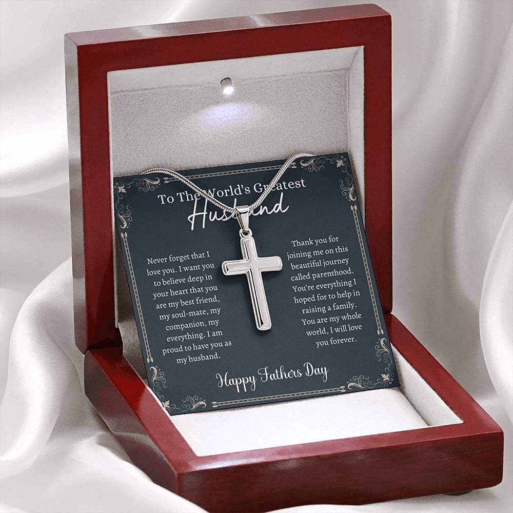 Handmade Cross Necklace for Husband - Unique Father's Day Gift from Wife, Personalized Anniversary Present for Him - Perfect for Weddings, Anniversaries & Special Occasions