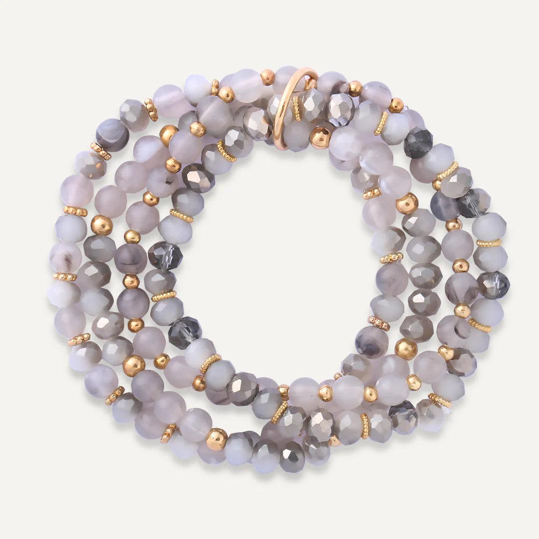 Cherish Crystal Bracelet for Women - Elegant Grey Beaded Bracelet with Healing Stones | Perfect for Daily Wear, Gifts, and Spiritual Healing