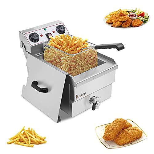 Commercial Electric Single Tank Deep Fryer - 1700W Stainless Steel Countertop Fryer 12.5QT/11.8L with Temperature Control & Large Handle - Perfect for Restaurant, Home Kitchen, Fast Food & Catering Businesses