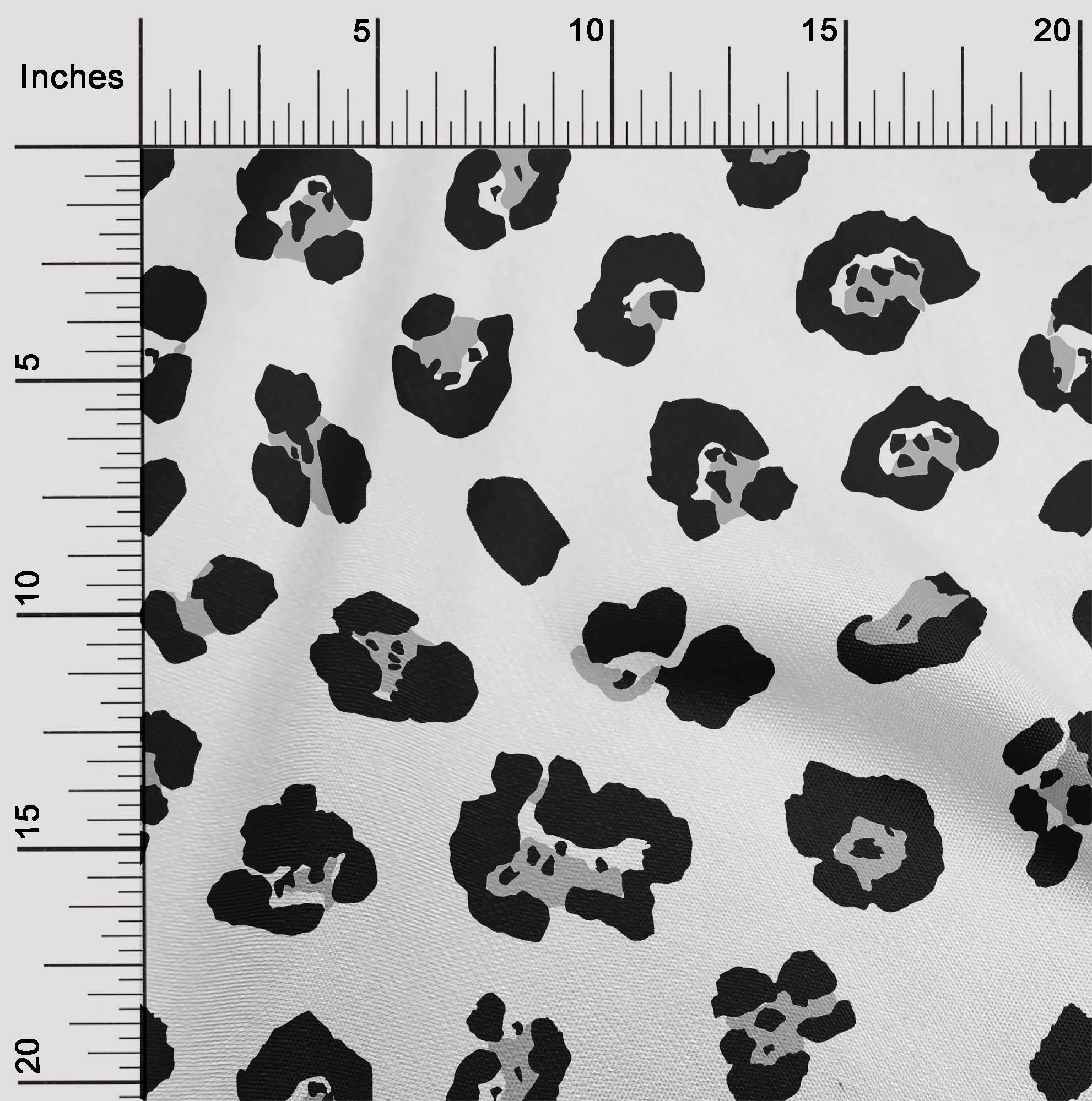 Premium 100% Cotton Poplin Twill Fabric - Black Leopard Animal Print Dress Material (56