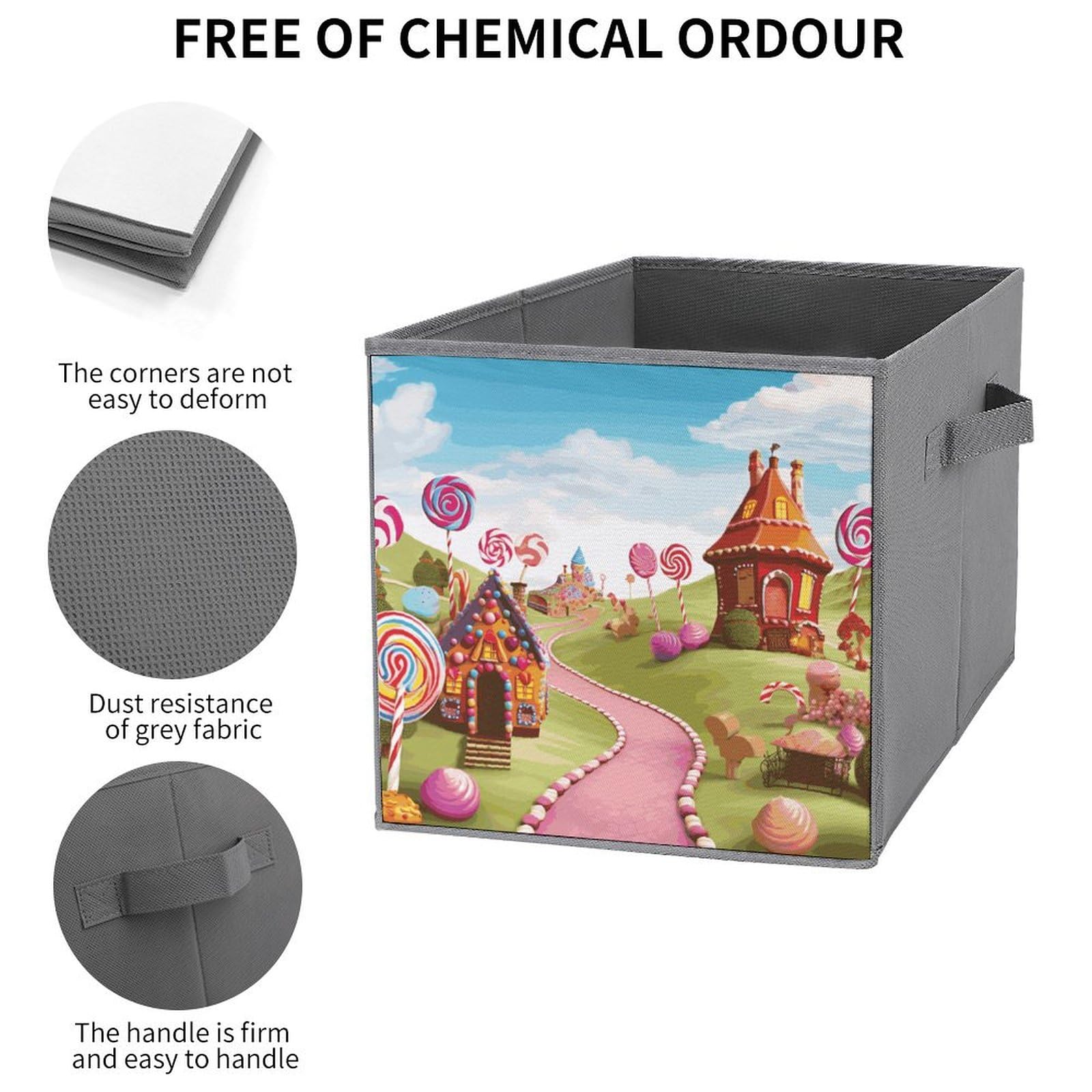 6-Piece Foldable Storage Bins with Handles - Candy Land Printed Large Capacity Storage Boxes for Playroom, Office & Home Organization | Perfect for Toys, Books & Clutter Control