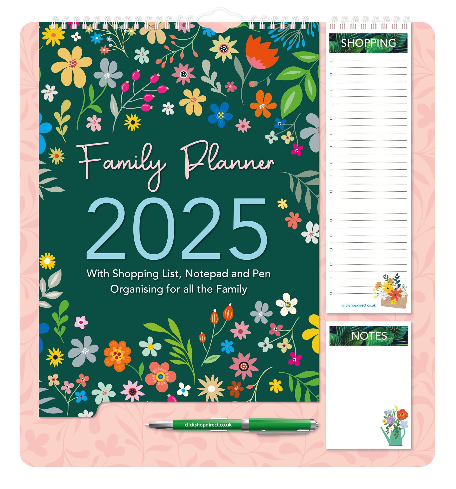 2025 Family Home Organizer Calendar - 5 Column Year Planner with Floral Leaf Design | Perfect for Home Office, School Planning & Gift Giving | Purple Flower Theme