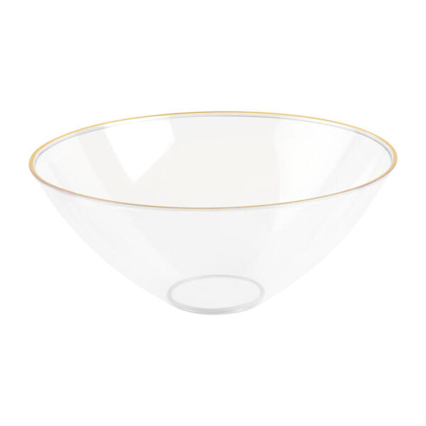 2-Pack Clear & Gold Organic Plastic Salad Bowls - BPA-Free, Eco-Friendly, Durable for Kitchen, Picnics, Parties & Meal Prep