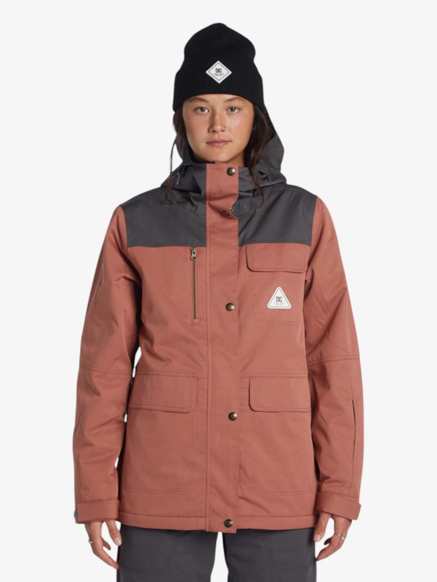 DC Women's Snow Liberate Jacket in Salmon Gray - Waterproof Winter Coat for Skiing & Outdoor Adventures
