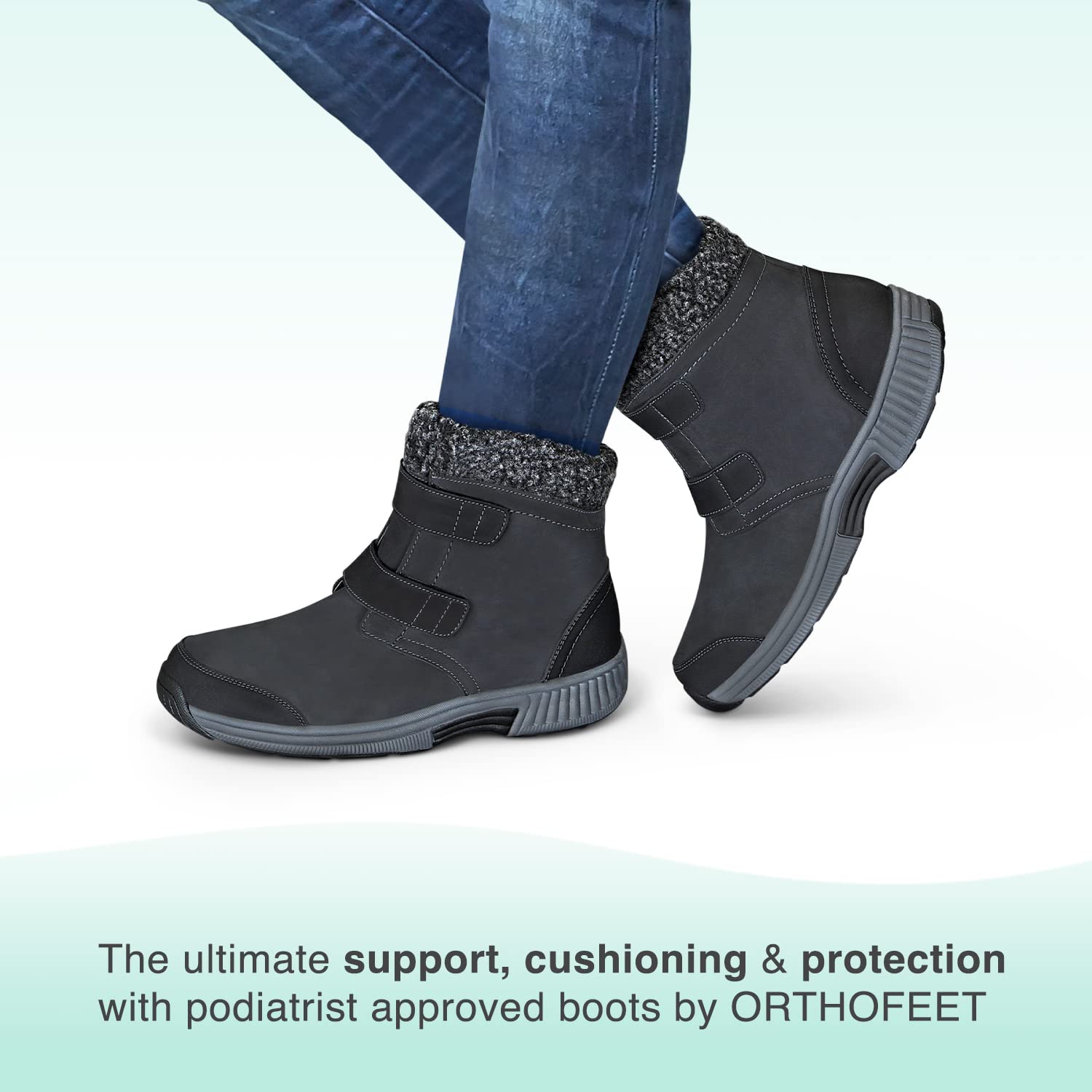 Orthofeet Women's Waterproof Winter Boots with Arch Support - Orthopedic Snow Boots for Women with Plantar Fasciitis & Foot Pain - Warm Comfortable Boots for Walking, Hiking & Cold Weather