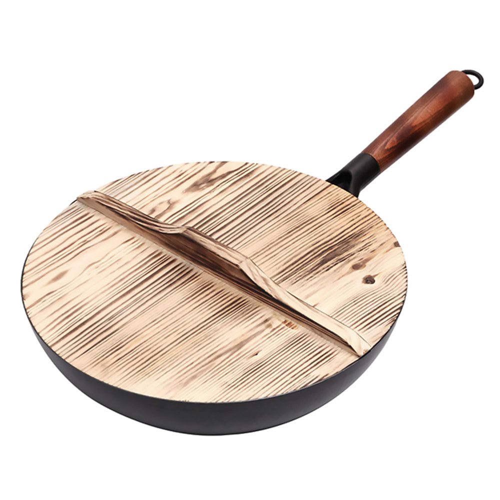 Premium Bjorn Cast Iron Deep Wok with Lid - 14 Inch Heavy Duty Carbon Steel Stir Fry Pan for Gas, Electric & Induction Cooktops - Perfect for Asian Cooking, Stir Frying, Deep Frying & Sautéing