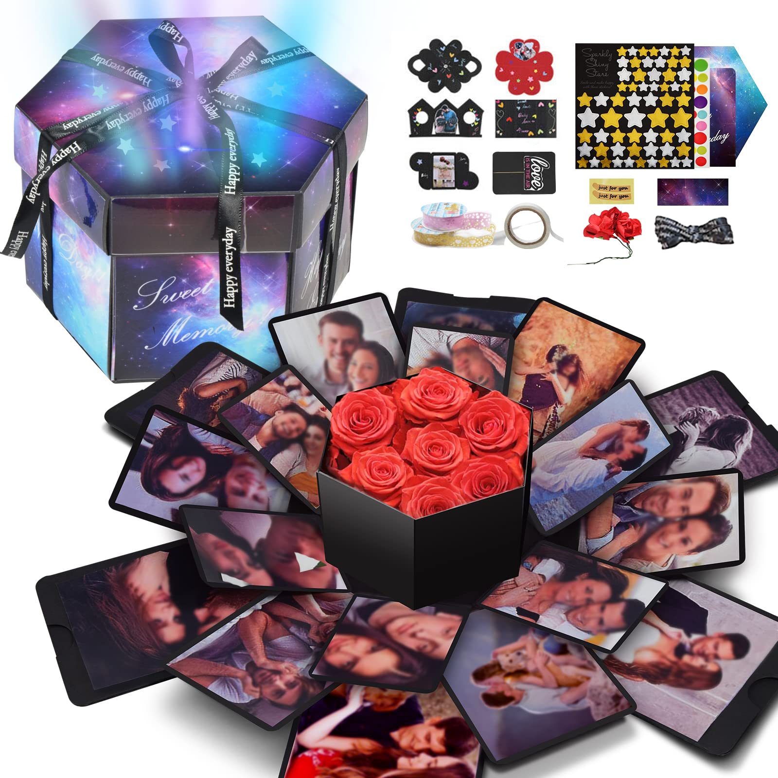 Wanateber DIY Explosion Gift Box - Creative Handmade Sticker Photo Box for Marriage Proposals, Birthday Surprises, Anniversary Gifts (Galaxy Theme) | Perfect for Romantic Gestures, Special Occasions and Memorable Moments