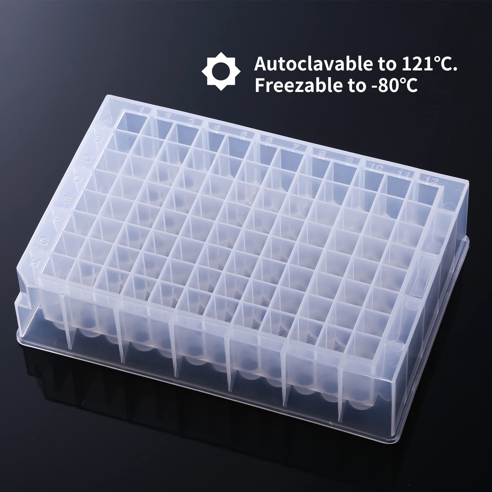 96-Well Deep Well Plate, 2.2ml U-Bottom Plastic Storage Plate - Square 24 Wells, No Cap (Pack of 96) - Ideal for PCR, Sample Storage & Laboratory Research