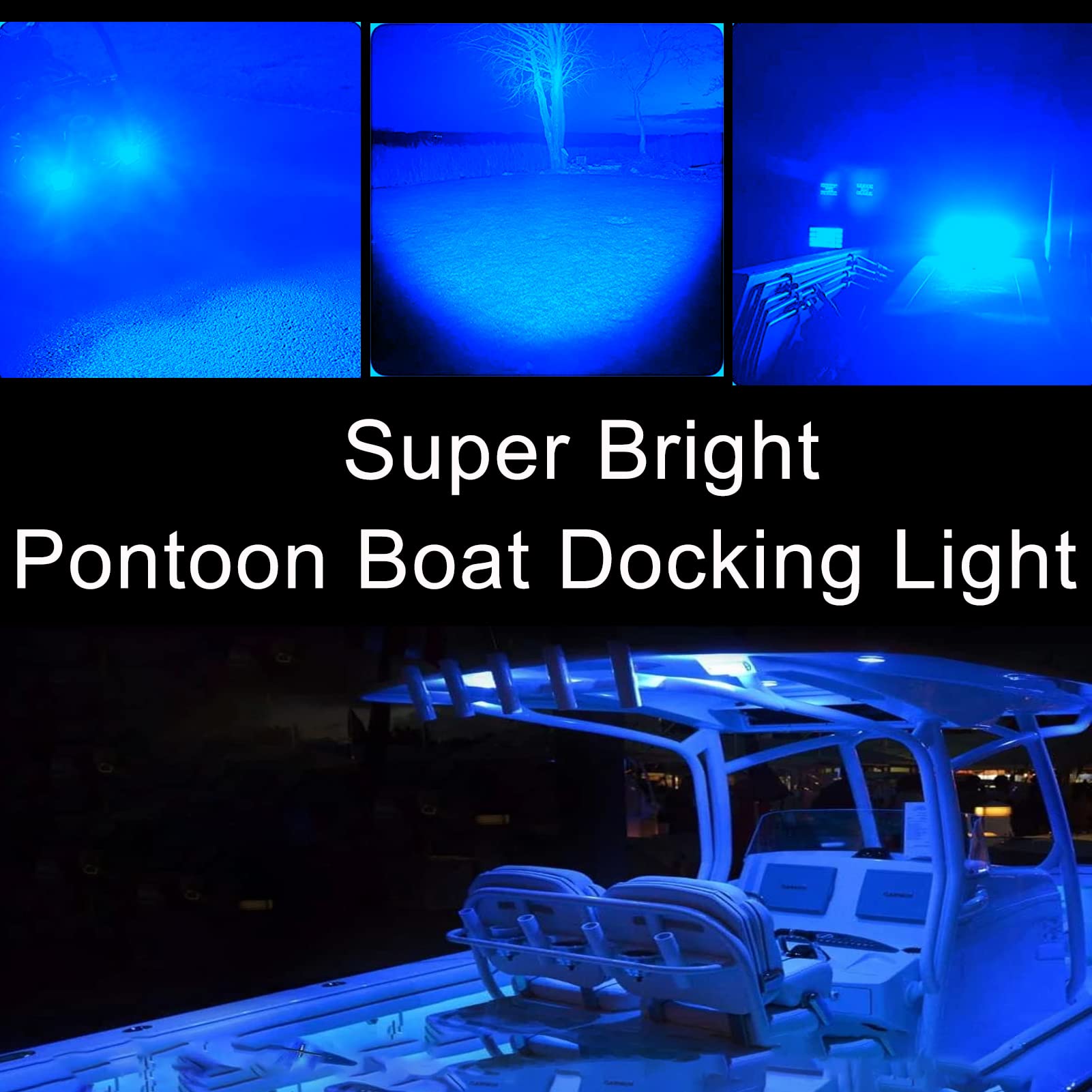 Marine LED Boat Docking Light & Navigation Light - Waterproof Pontoon Deck Light with Spreader for Kayak, Bass Boat, Sailboat (Blue) | Perfect for Night Fishing, Docking & Water Safety