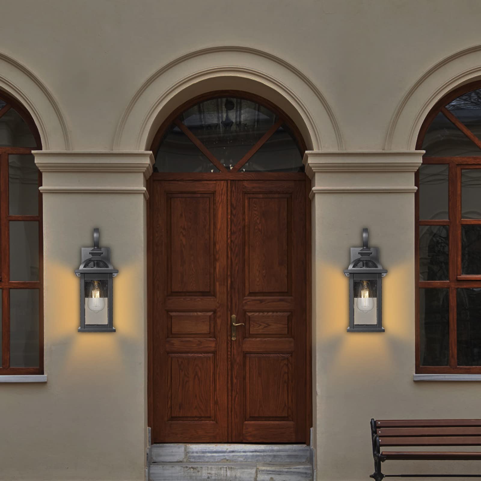 Darkaway Outdoor Wall Sconce Light Fixture - Waterproof Exterior Lighting with Seeded Glass for House, Front Porch, Patio, Garden & Pathway (1 Pack) - Perfect for Outdoor Entertaining & Home Security
