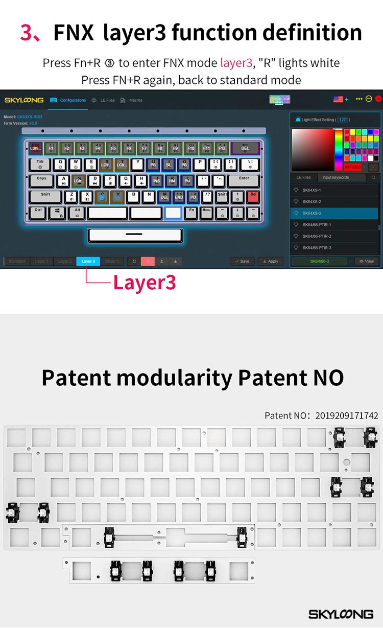 KPREPUBLIC GK64X Hot Swappable Mechanical Keyboard - Kailh Silent Red/Brown Switches, RGB Backlit, Type-C, Split Spacebar (Black Case + Grey Keycaps) for Gaming, Office & Typing Enthusiasts