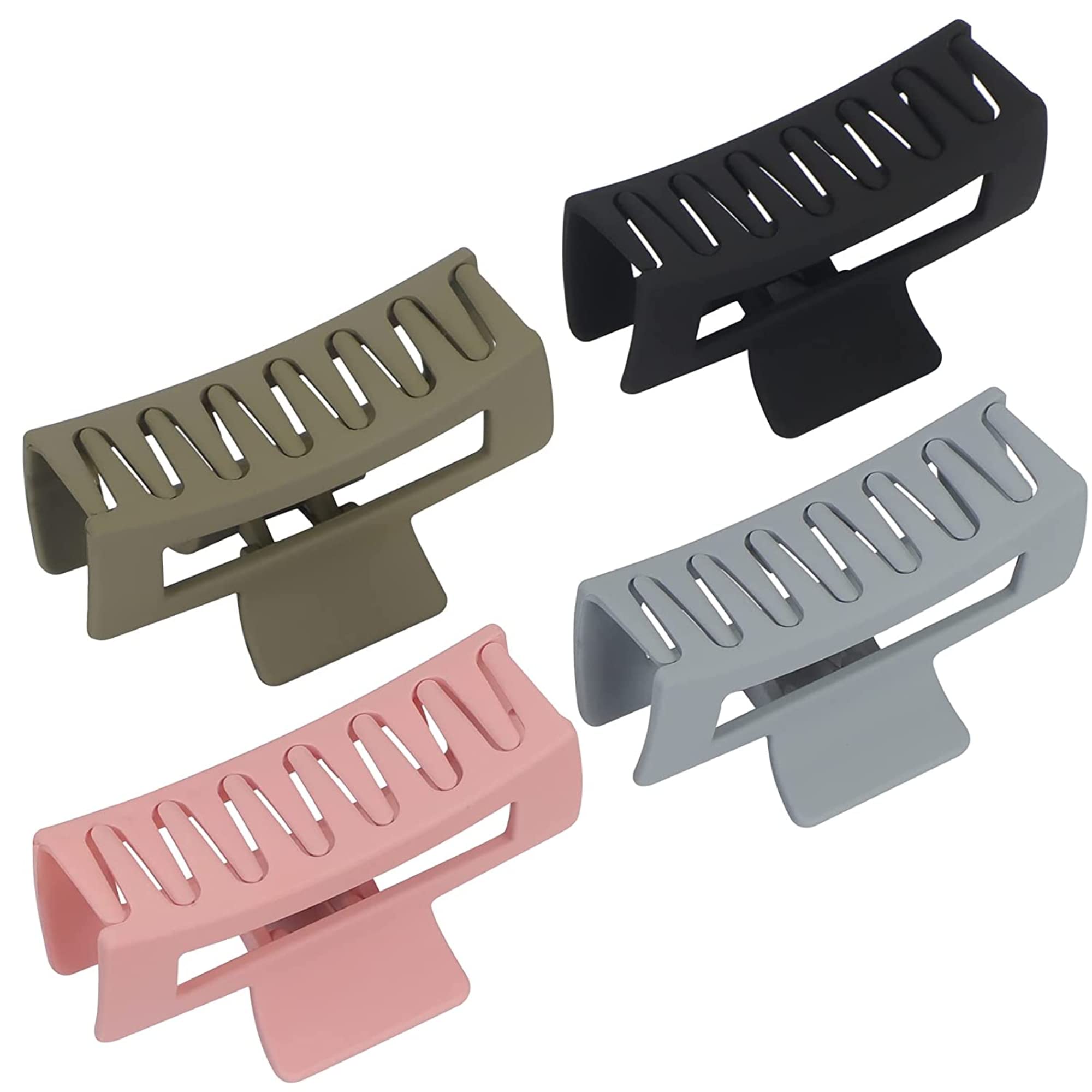 2 Pack Strong Hold Rectangle Hair Claw Clips - Non-Slip Bright Color Jaw Clamps for Women & Girls - Perfect for Ponytails, Buns and Everyday Hairstyles