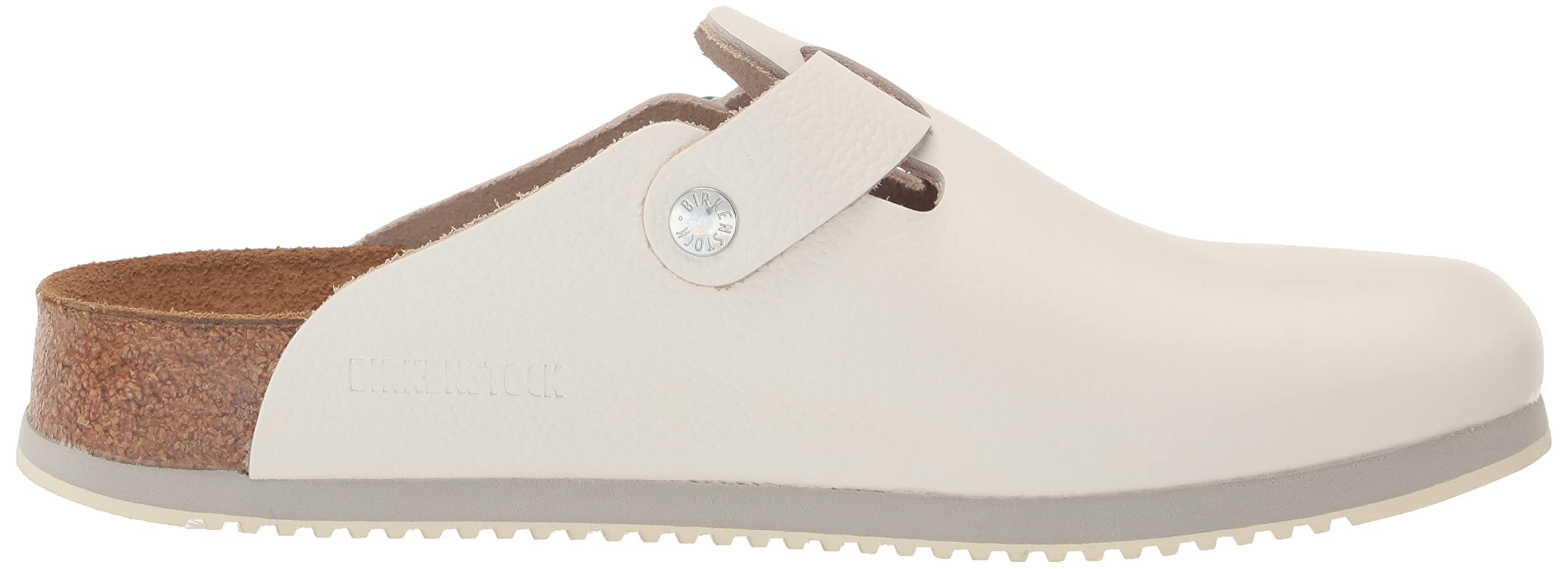 Birkenstock Boston Unisex Leather Clogs - White, EU 35 (US Women's 4-4.5) | Comfortable Slip-On Shoes for Home, Office & Casual Wear