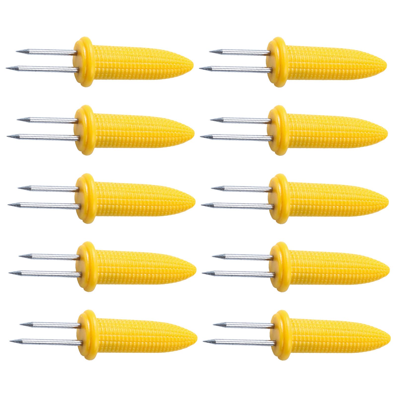 Stainless Steel BBQ Skewer Forks with Silicone Handle - 5/10PC Corn Holders for Grilling, Kebabs, Sweet Corn & Curries - Perfect for Backyard BBQs, Camping & Outdoor Cooking
