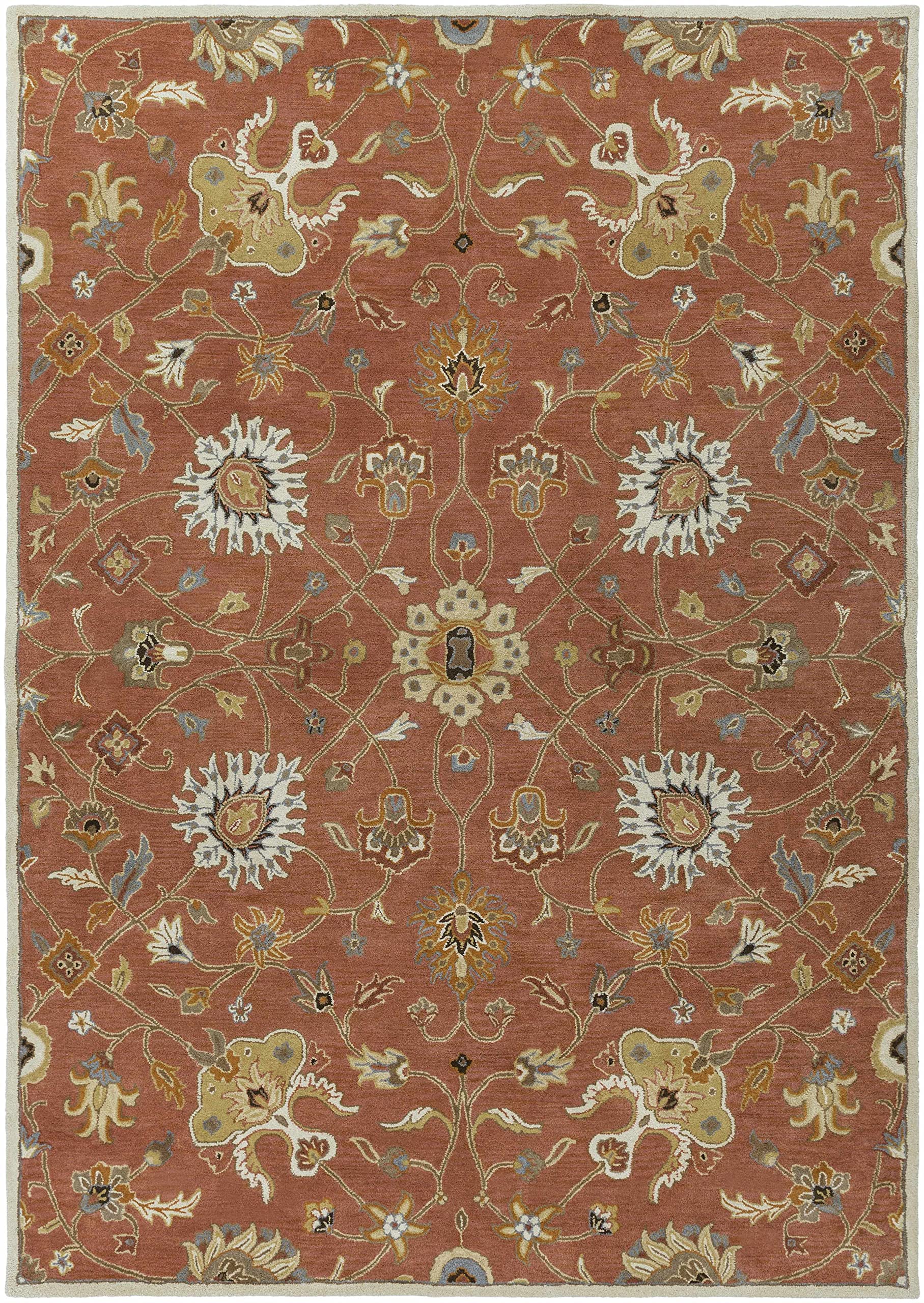 Hauteloom McKeesport Wool Area Rug 12' x 15' - Traditional Black, Brown, Red Handmade Rug for Living Room, Bedroom - Soft & Durable Home Decor for Cozy Spaces