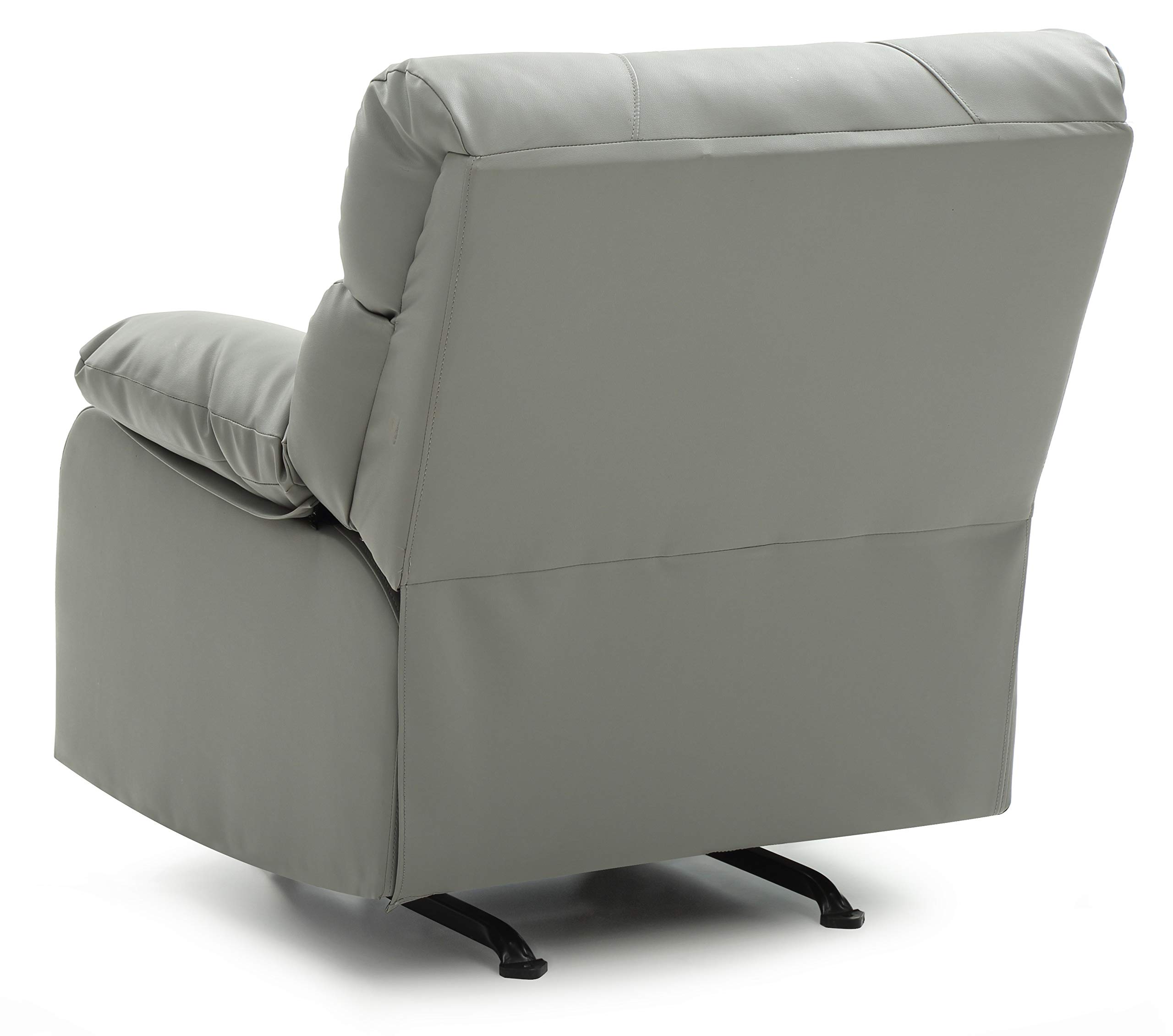 Glory Furniture Gray Faux Leather Rocker Recliner Chair - Comfortable Living Room Seating for Relaxing & Watching TV