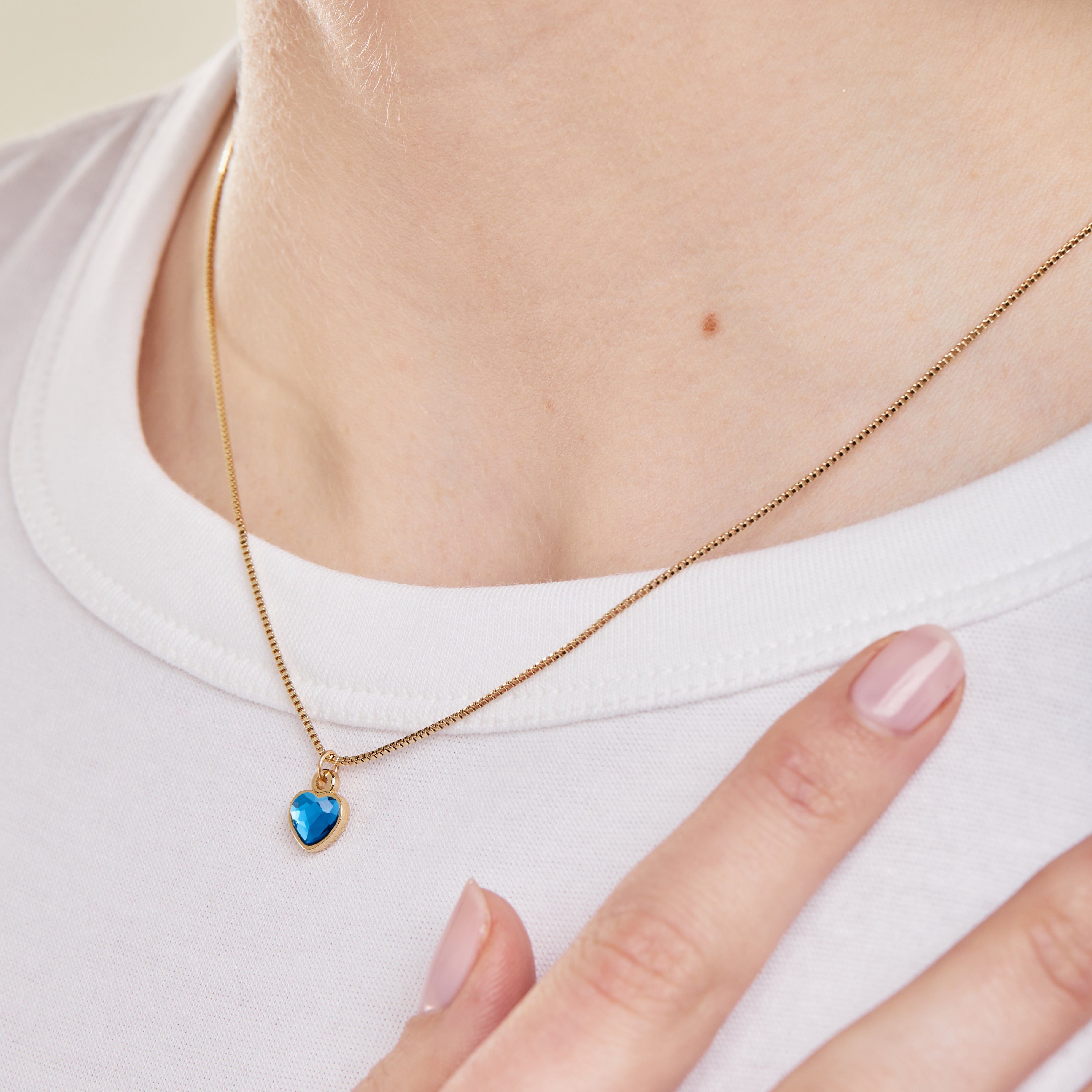 Blue Zircon Heart Necklace - December Birthstone Jewelry for Women | Perfect Gift for Anniversary, Birthday & Valentine's Day