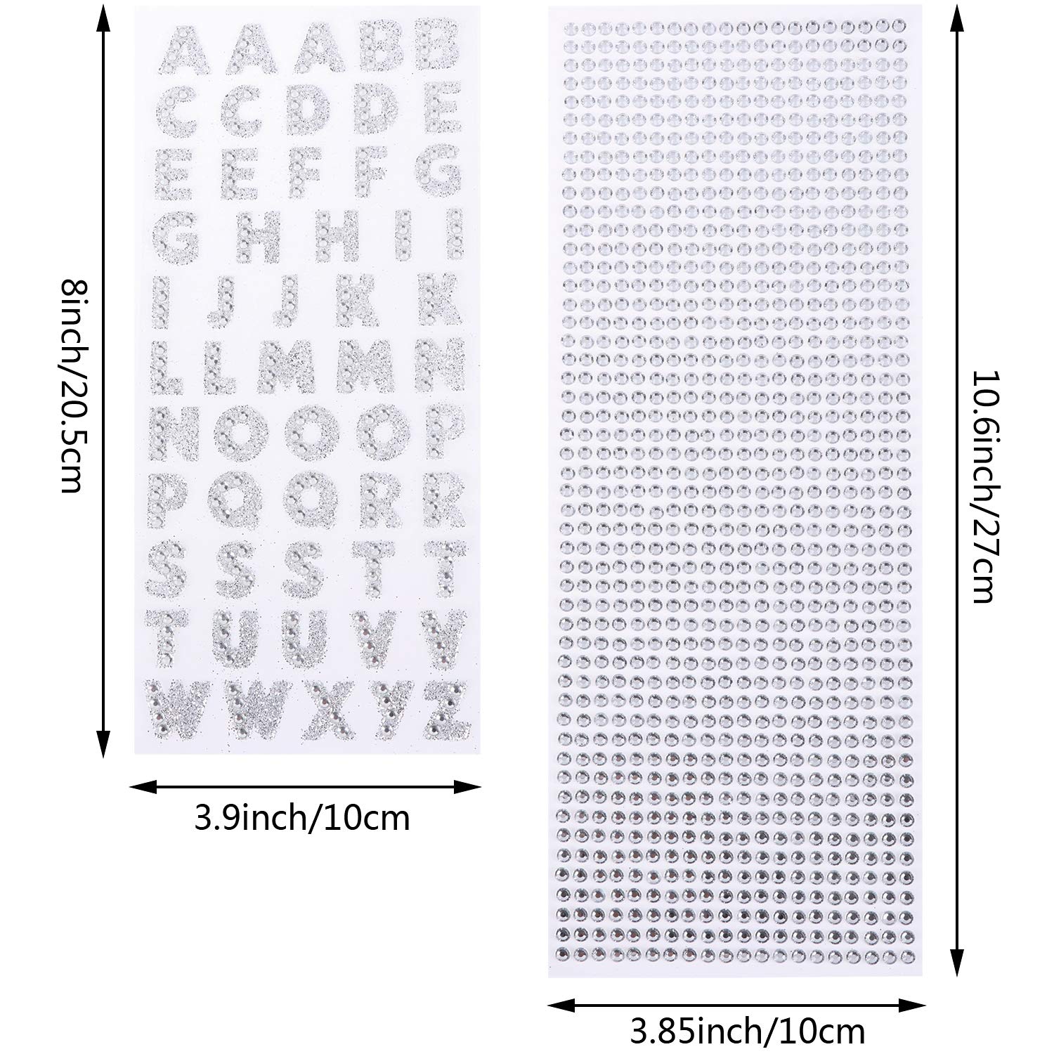 3 Sheets Glitter Alphabet Stickers + 1 Sheet Rhinestone Stickers - Self-Adhesive Silver Letter Stickers for DIY Crafts, Scrapbooking, Home Decor & Party Decoration - Perfect for Journals, Cards, Gifts and More