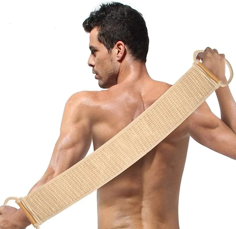 Natural Ramie Fiber Back Scrubbing Belt for Exfoliation - Removes Dead Skin Cells for Smooth & Glowing Skin - Shoulder, Neck & Back Scrubber for Bath & Shower - Perfect for Spa, Travel & Home Use