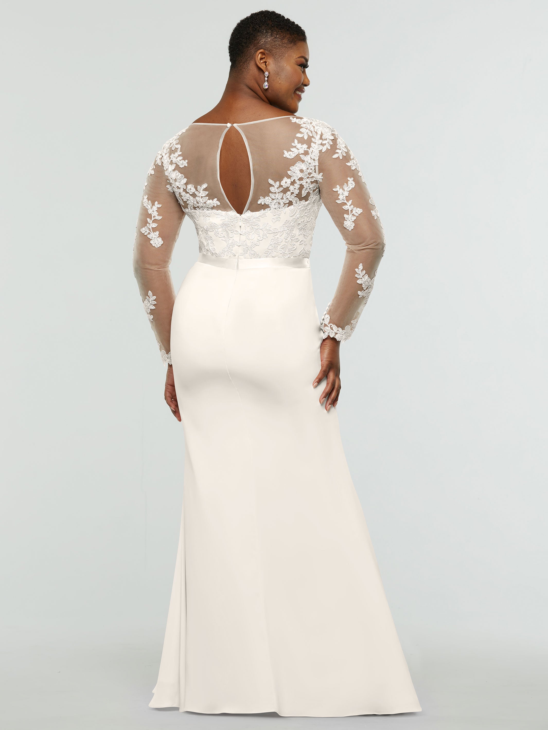 Elegant 80190 Chiffon & Lace Mermaid Bridesmaid Dress with Illusion Long Sleeves - Perfect for Weddings, Proms & Formal Events
