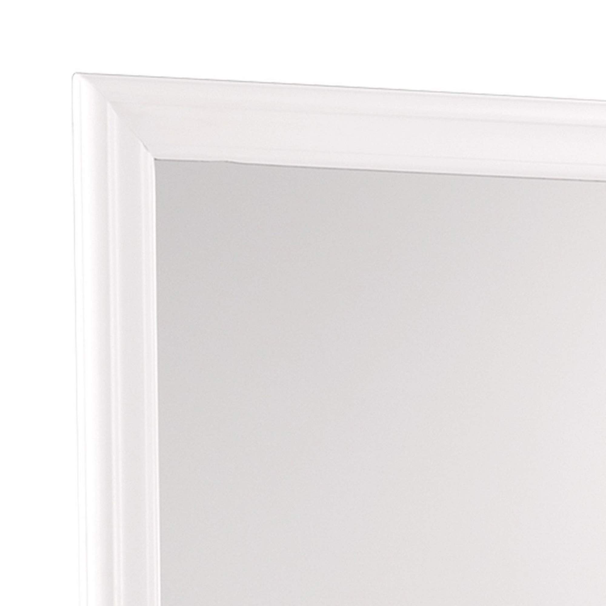 Benjara Transitional Square Mirror with Wooden Frame & Convex Edges - White | Elegant Wall Decor for Living Room, Bedroom & Entryway