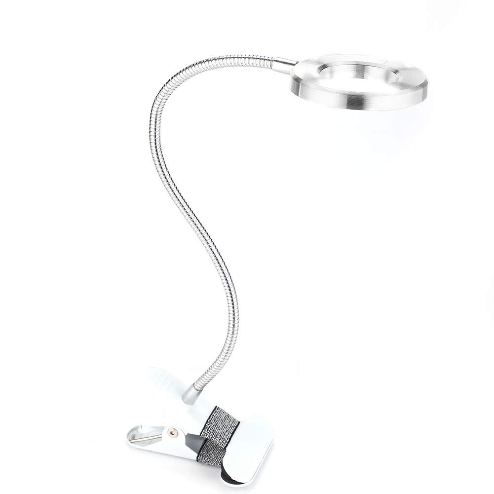 USB Rechargeable LED Desk Lamp - Adjustable Brightness Clip Light for Reading, Makeup, Manicure, Eyebrow & Eyelash Extensions | Perfect for Salon, Home Office & Watch Repair (2 Light Modes)