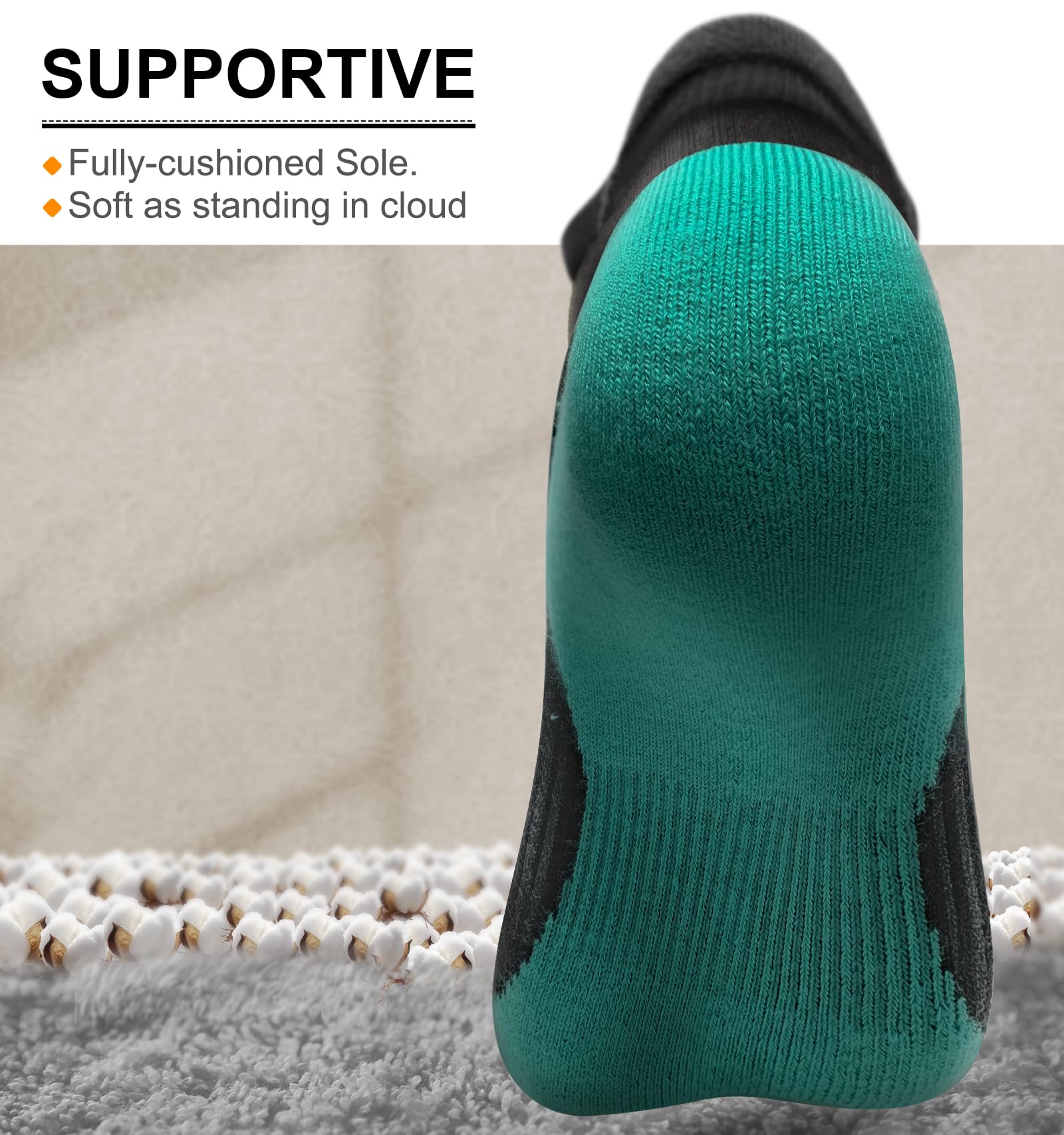 BULLIANT Women's Athletic Socks 6-Pack - No Show Cushioned for Running & Walking with Arch Support - Gym & Daily Wear