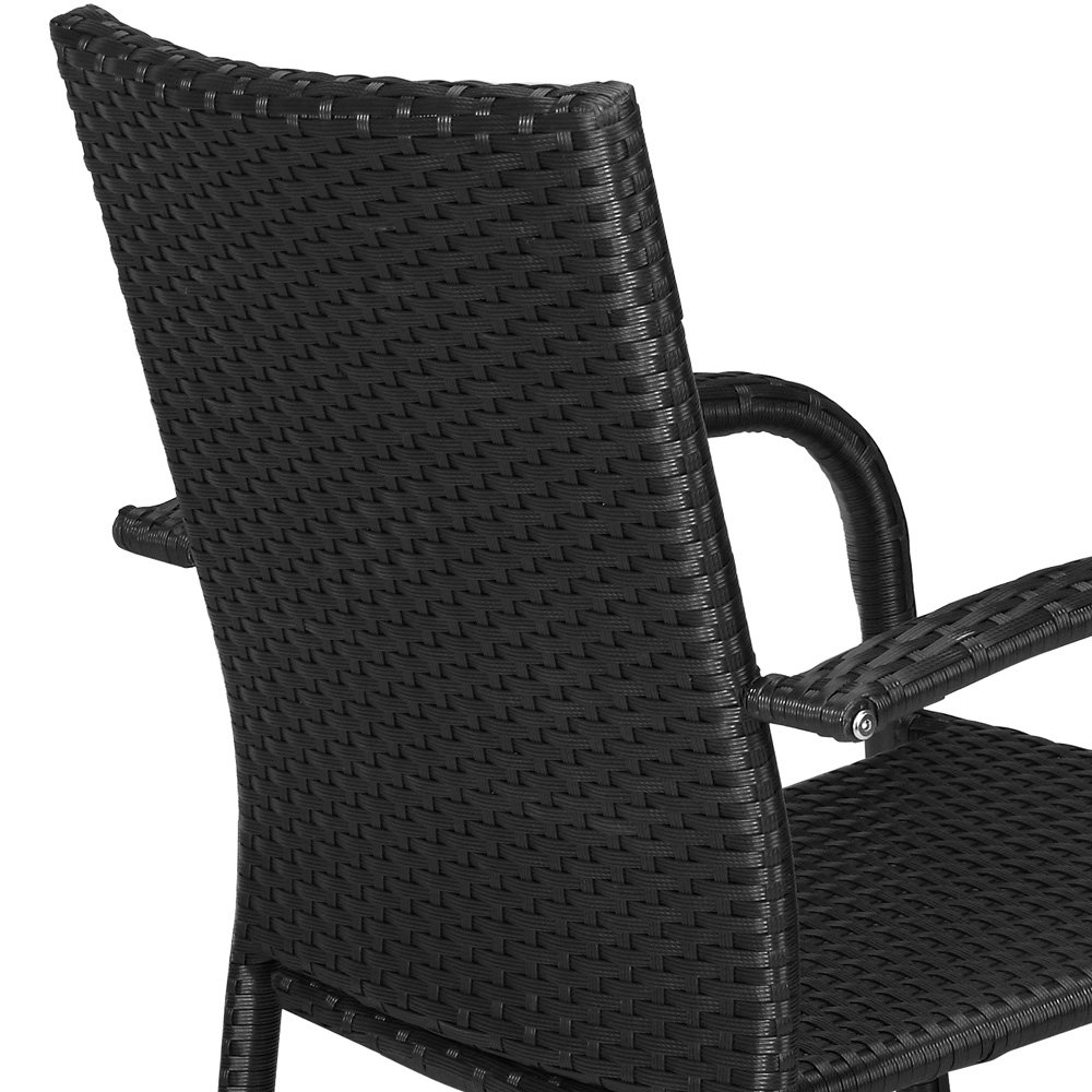 CASARIA® 8-Piece Outdoor Garden Chair Set - Weather-Resistant Poly Rattan Stackable Lightweight Armchairs for Patio, Balcony, Poolside & Backyard - Black