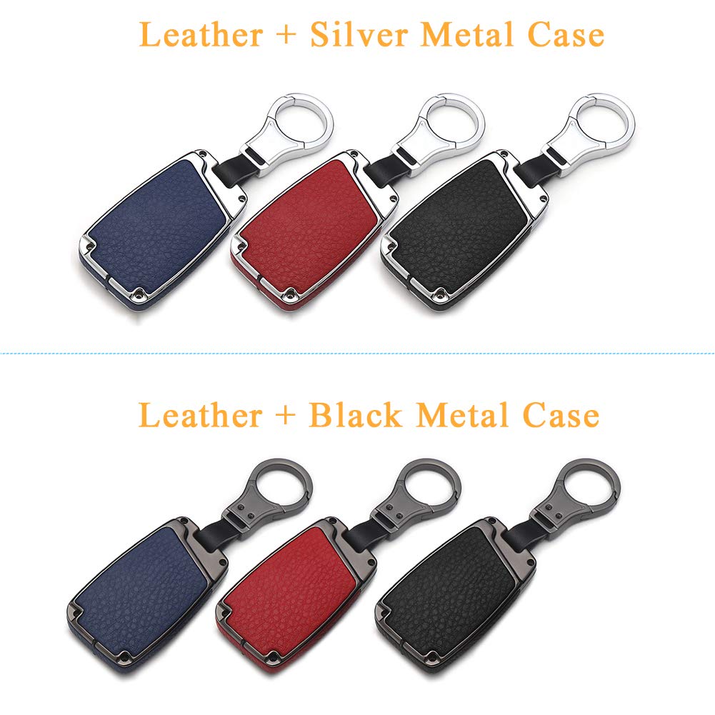 SANRILY 1Pcs Flip Key Fob Cover Case for Volkswagen Jetta Passat Golf Beetle GTI Tiguan EOS - Durable Metal Leather Key Protector Shell with Key Ring (Black) - Perfect for Keyless Remote Protection & Daily Use