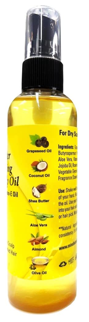 **Mine Botanicals Shea Butter Hair & Scalp Oil - Deep Moisturizing Treatment with Argan Oil & Vitamin E - Perfect for Dry, Damaged Hair & Scalp Care**    (使用场景: Ideal for daily hydration, frizz control, split end repair, and soothing dry scalp.)