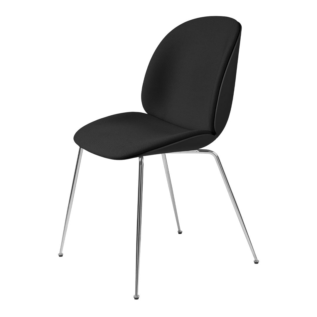 Beetle Dining Chair - Modern Upholstered Seat with Chrome Conic Base - Perfect for Kitchen, Dining Room & Office