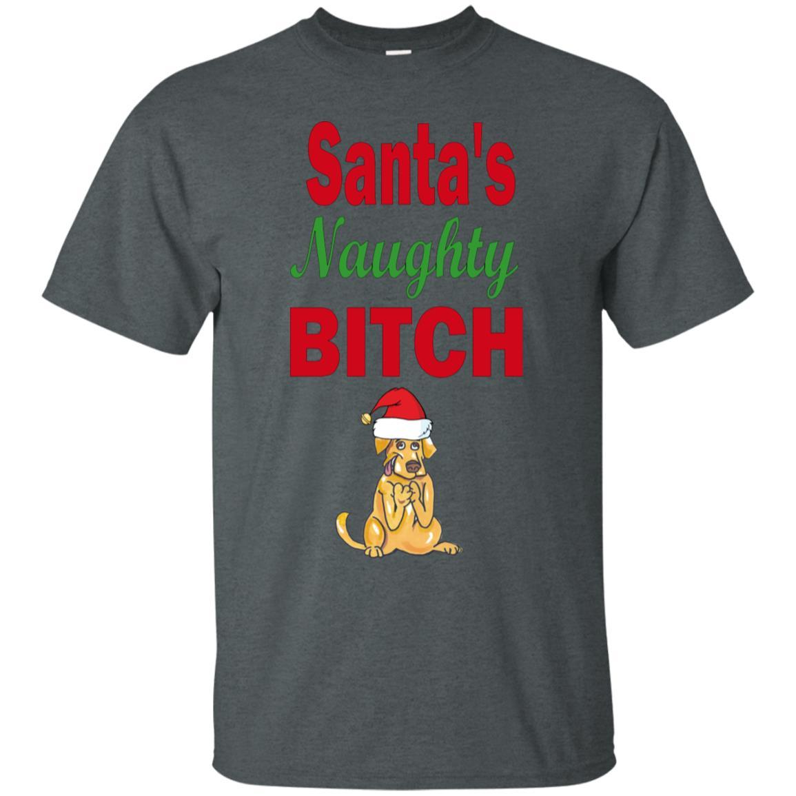Santa's Naughty Bitch Cotton T-Shirt | Funny Christmas Party Outfit | WineyBitches.co | Perfect for Holiday Gatherings & Ugly Sweater Parties