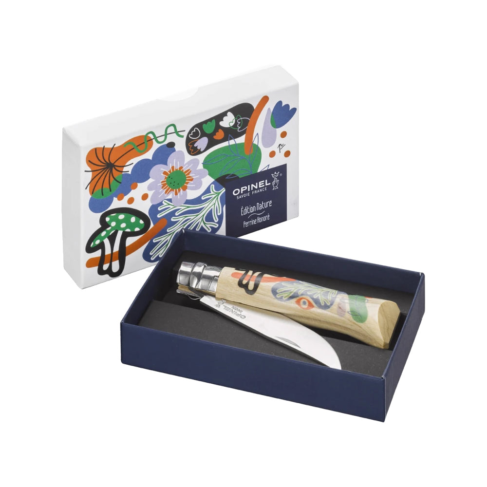 Opinel No.08 Nature Edition IV Folding Knife - High Carbon Steel Blade, Beechwood Handle - Perfect for Camping, Hiking & Outdoor Adventures