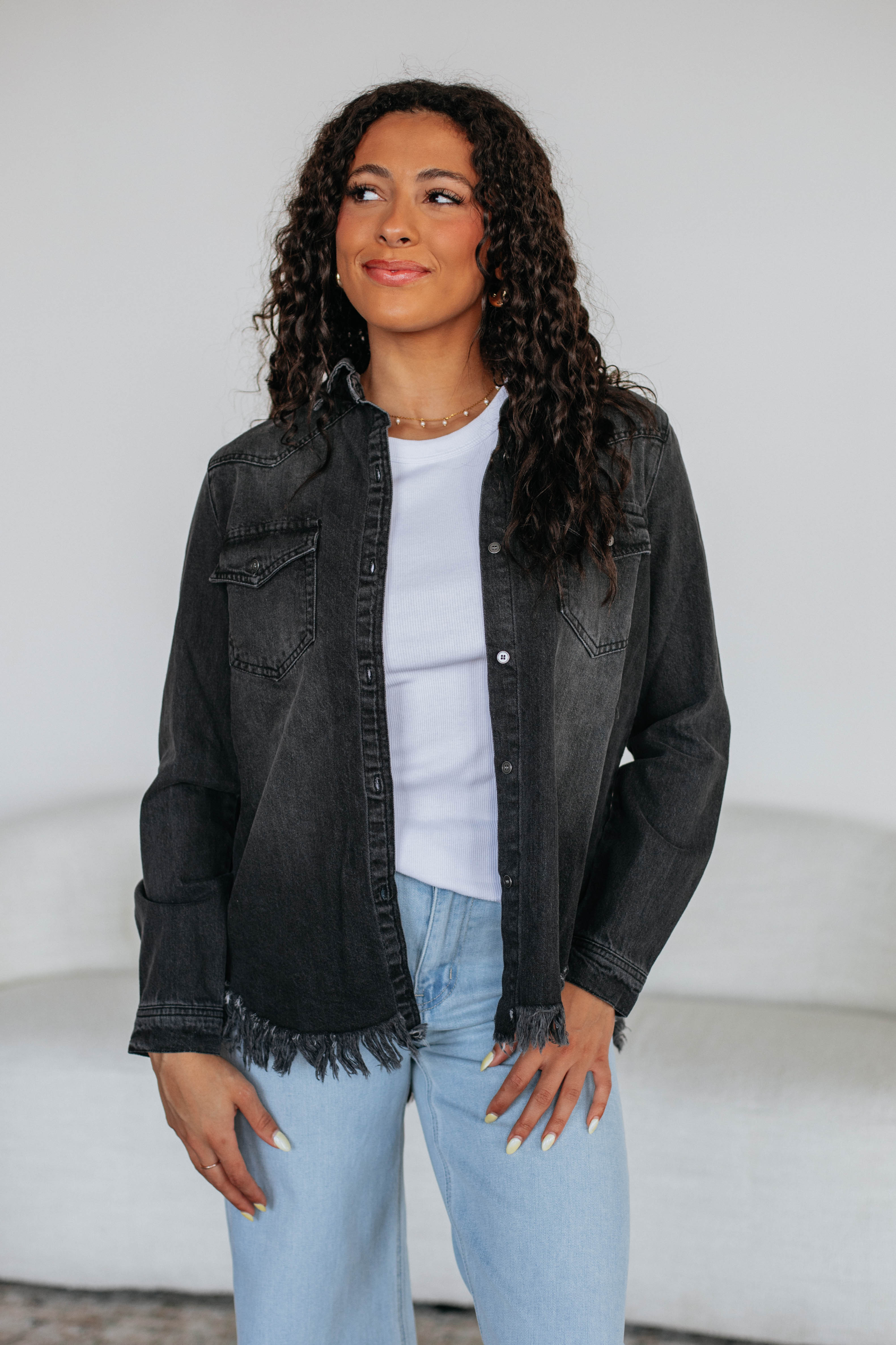 Corey Risen Denim Shacket Jacket for Men - Stylish Overshirt with Button Front & Chest Pockets - Perfect for Casual Outfits, Layering in Fall & Spring