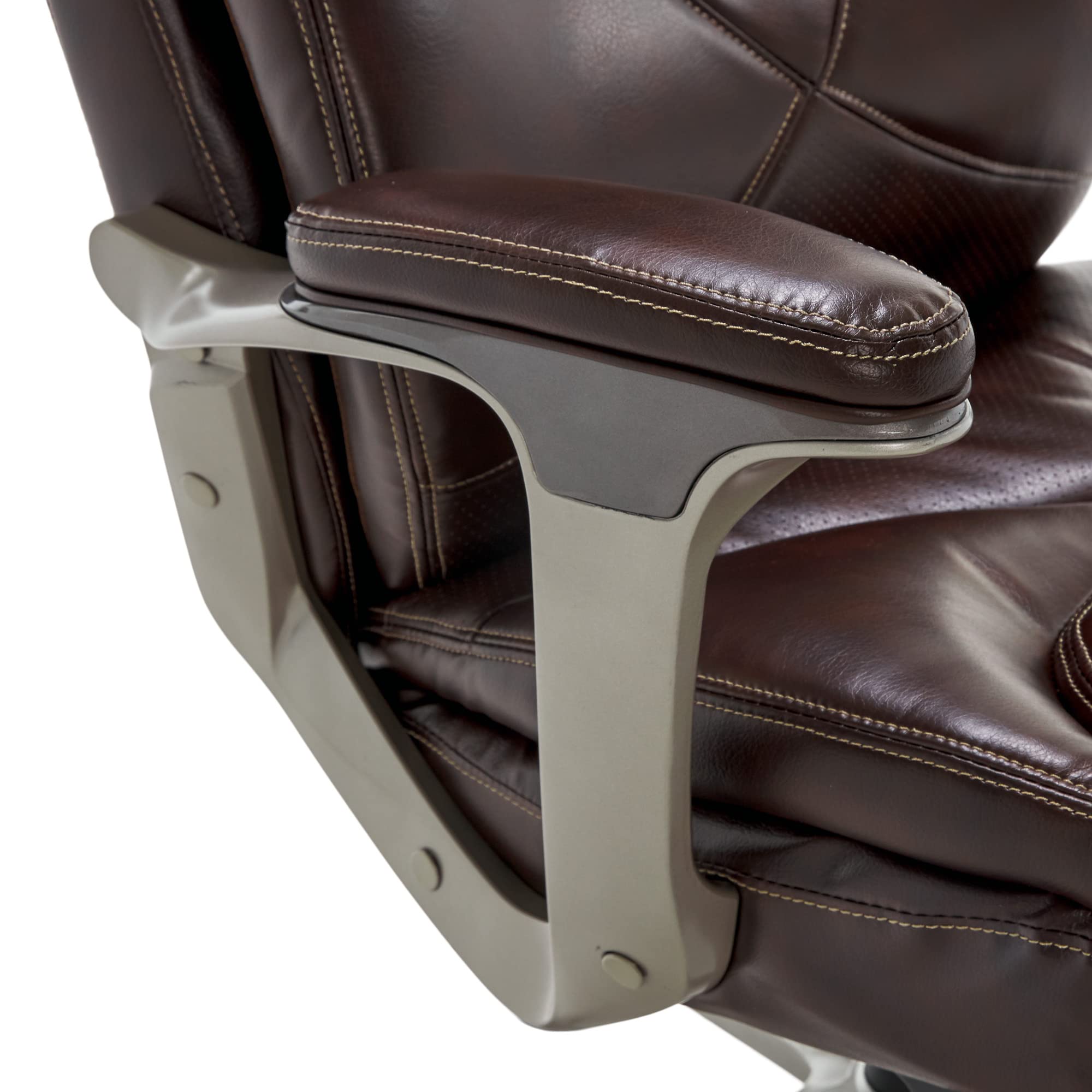 La-Z-Boy Cantania Executive Office Chair with AIR Lumbar Support & Memory Foam Cushions - Ergonomic High Back Desk Chair with Brown Bonded Leather - Perfect for Home Office, Gaming & Workspaces