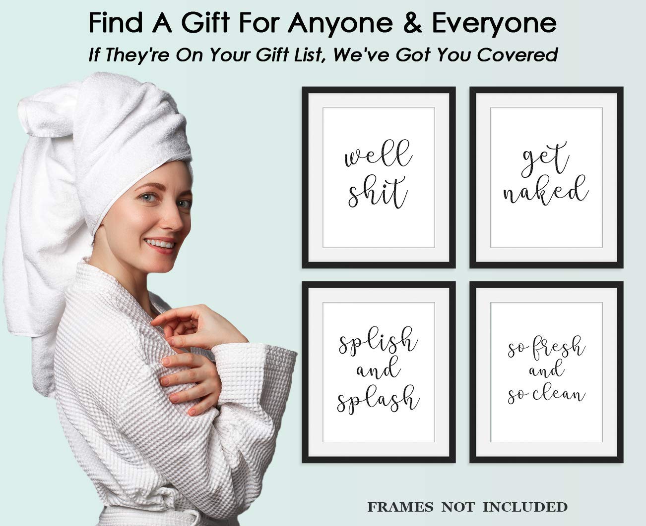 Farmhouse Bathroom Wall Art Decor - Set of 4 Unframed 8x10 Funny Quote Prints, Aesthetic Signs & Witty Pictures for Bathroom, Perfect for Powder Room, Guest Bath or Farmhouse Style Home Decor