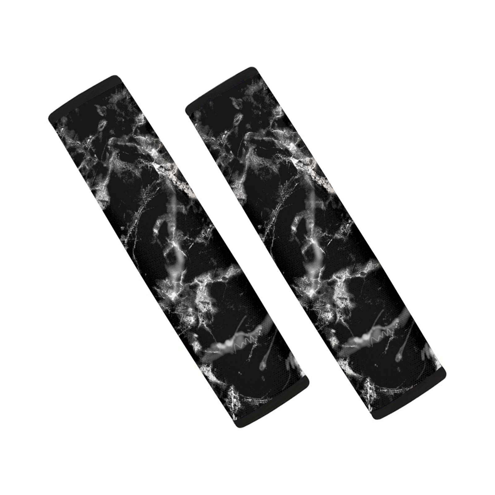 Dreaweet Marble Texture Auto Seat Belt Shoulder Pads - 2 Pack Black Car Seatbelt Covers for Men & Boys - Comfortable Car Accessories for Long Drives & Road Trips