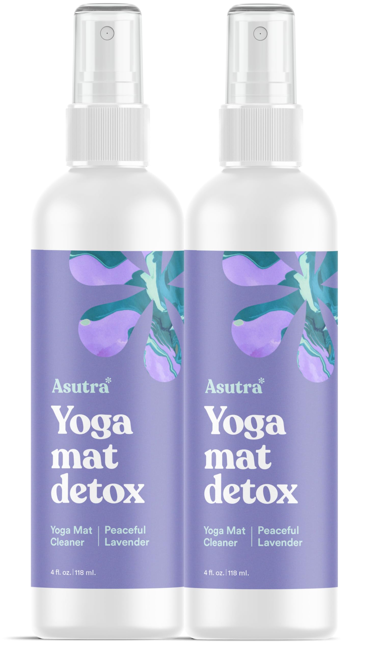 ASUTRA Organic Yoga Mat Cleaner Spray Bundle - 4 fl oz (Pack of 2) with Lavender Essential Oils | Non-Toxic, Deep-Cleansing Formula for Yoga Mats, Gym Equipment & Fitness Gear | No Slippery Residue | Perfect for Home, Studio & Travel Use