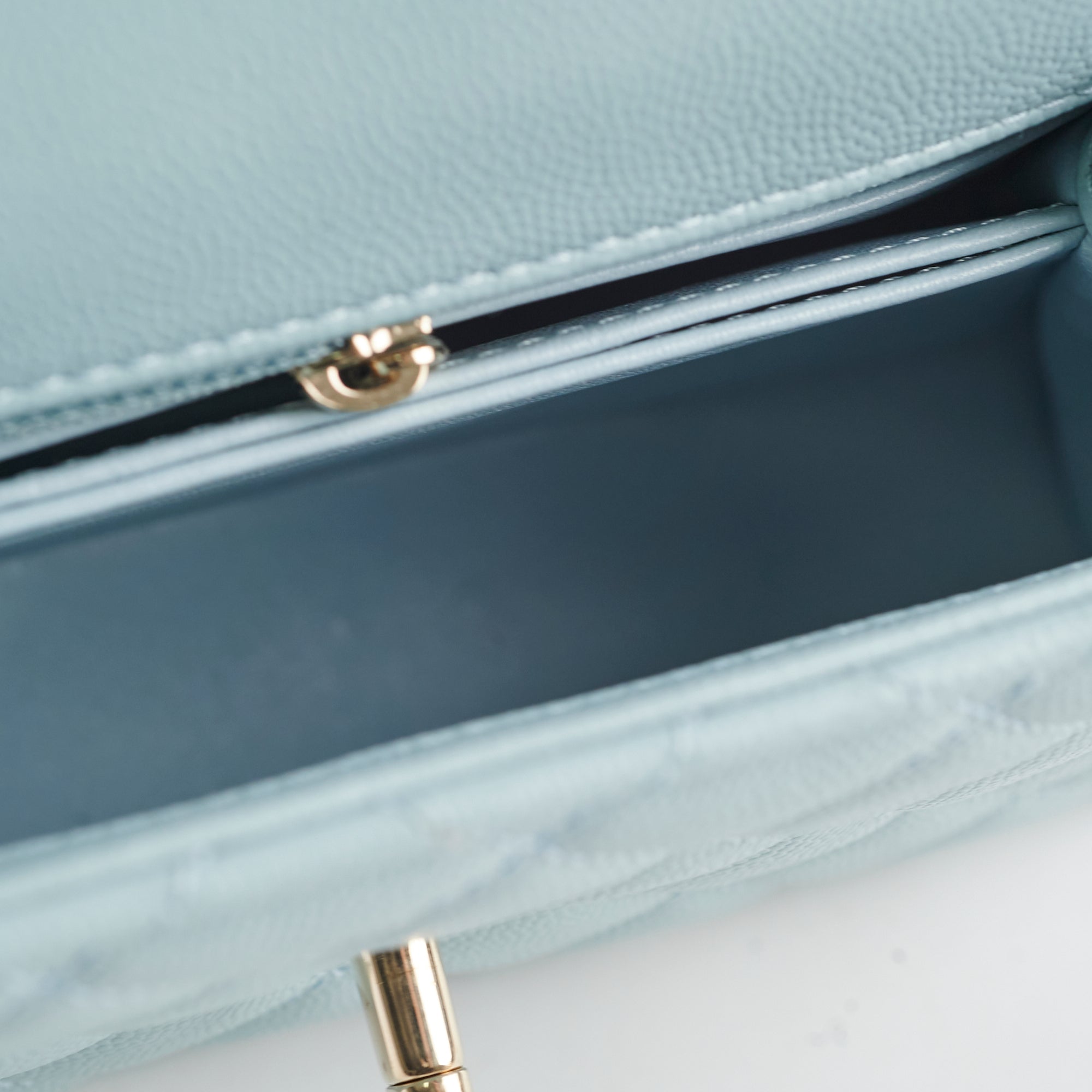 Chanel Caviar Small Coco Handle Bag in Light Blue with Microchip - Perfect for Evening Events, Parties & Luxury Fashion Accessories