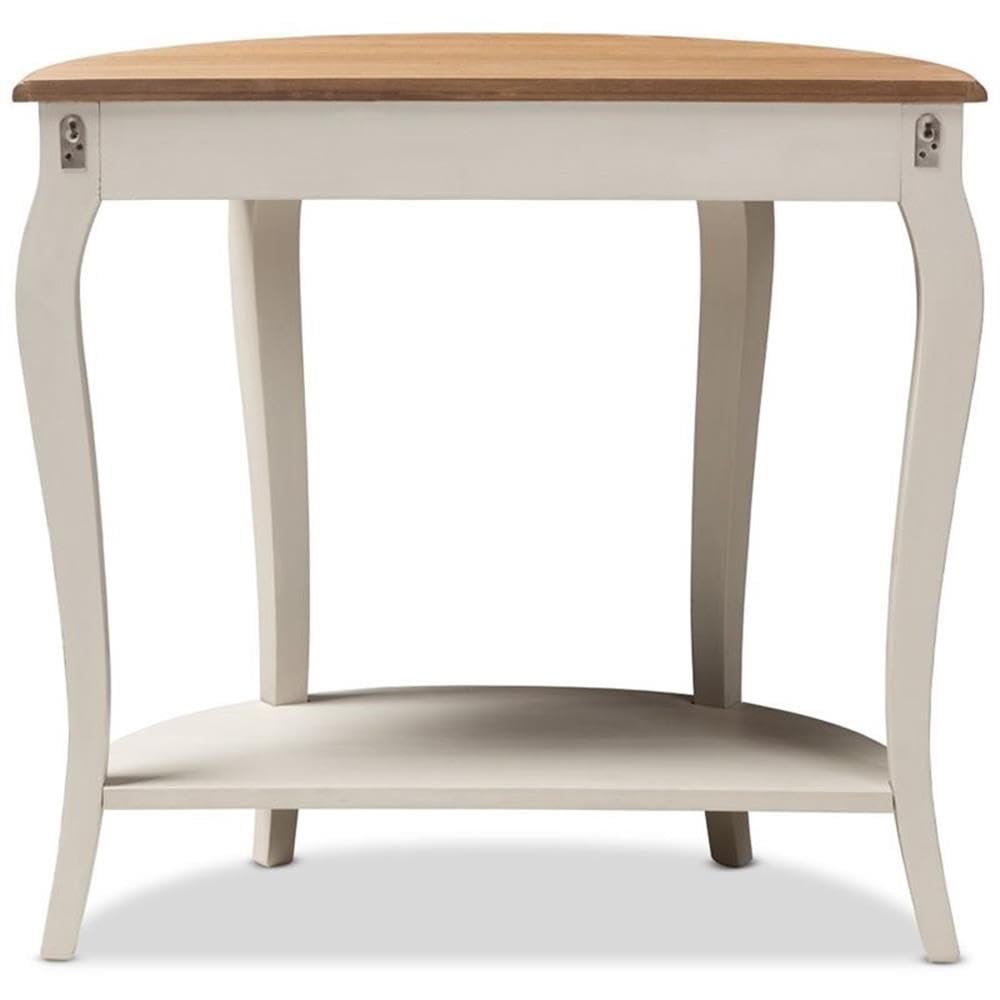 BOWERY HILL White and Natural Brown Wooden Console Table - Entryway Sofa Table, Hallway Accent Table for Living Room & Bedroom Decor