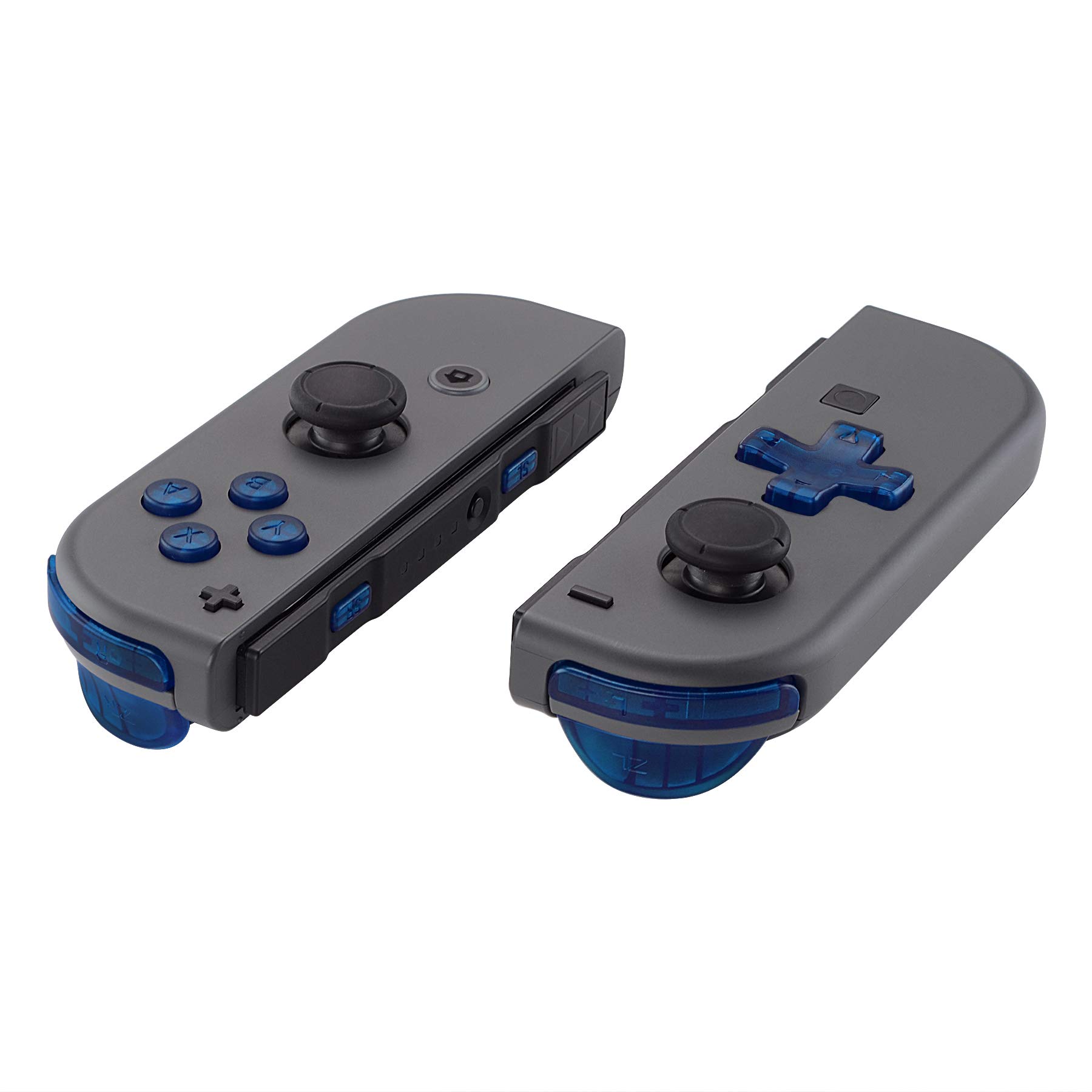 Clear Blue D-pad ABXY Buttons & Trigger Springs - Full Replacement Kit for Nintendo Switch & OLED Joycon (D-pad Compatible with eXtremeRate Shell) - Perfect for DIY Controller Repair & Gaming Customization