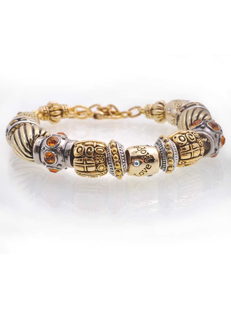 Delight Jewelry Silver-Tone Sitting Bunny with Easter Egg Two-Tone Christian Bead Bracelet - 7