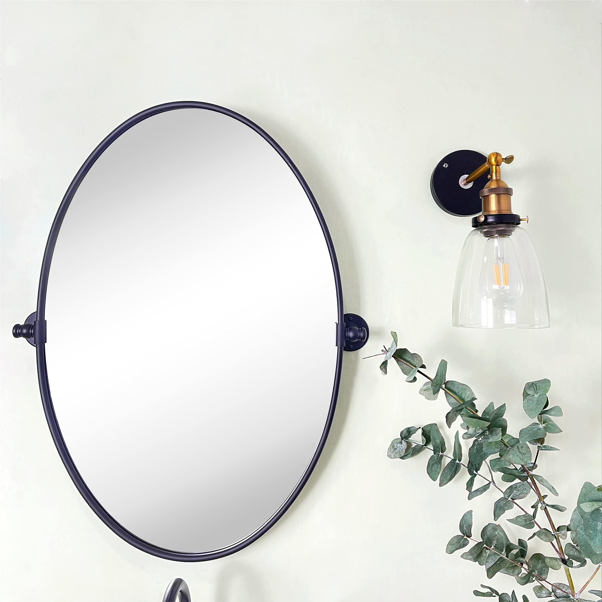 TEHOME Black Oval Vanity Mirror 20x30