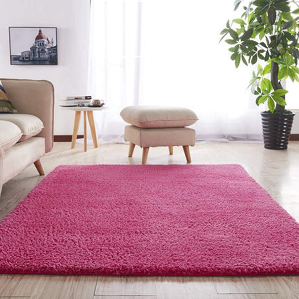 Soft Plush Shag Area Rug - Non-Slip Rectangular Carpet for Living Room, Bedroom, Nursery - Modern Home Decor Indoor/Outdoor Use - Rose Red 3.2'x6.5' - Perfect for Cozy Spaces, Kids' Rooms & High-Traffic Areas